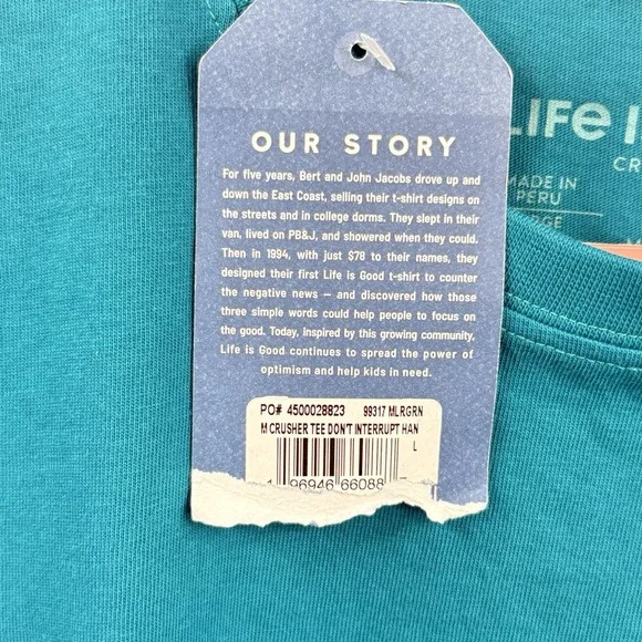 Men's‎ Life Is Good L Don't Interrupt Handyman Crusher Tee  New Green Teal Tools - Picture 11 of 12